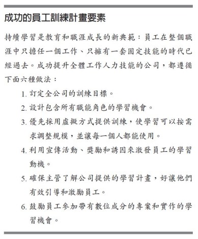 成功的員工訓練計畫要素